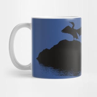 Minimalistic Basking Black Cormorant Silhouette Mug